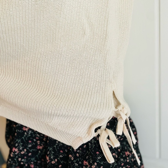 Madewell Balletcore Knit Double Side Bow Tie Cream Tank Top Sz Small NWOT - Picture 4 of 8